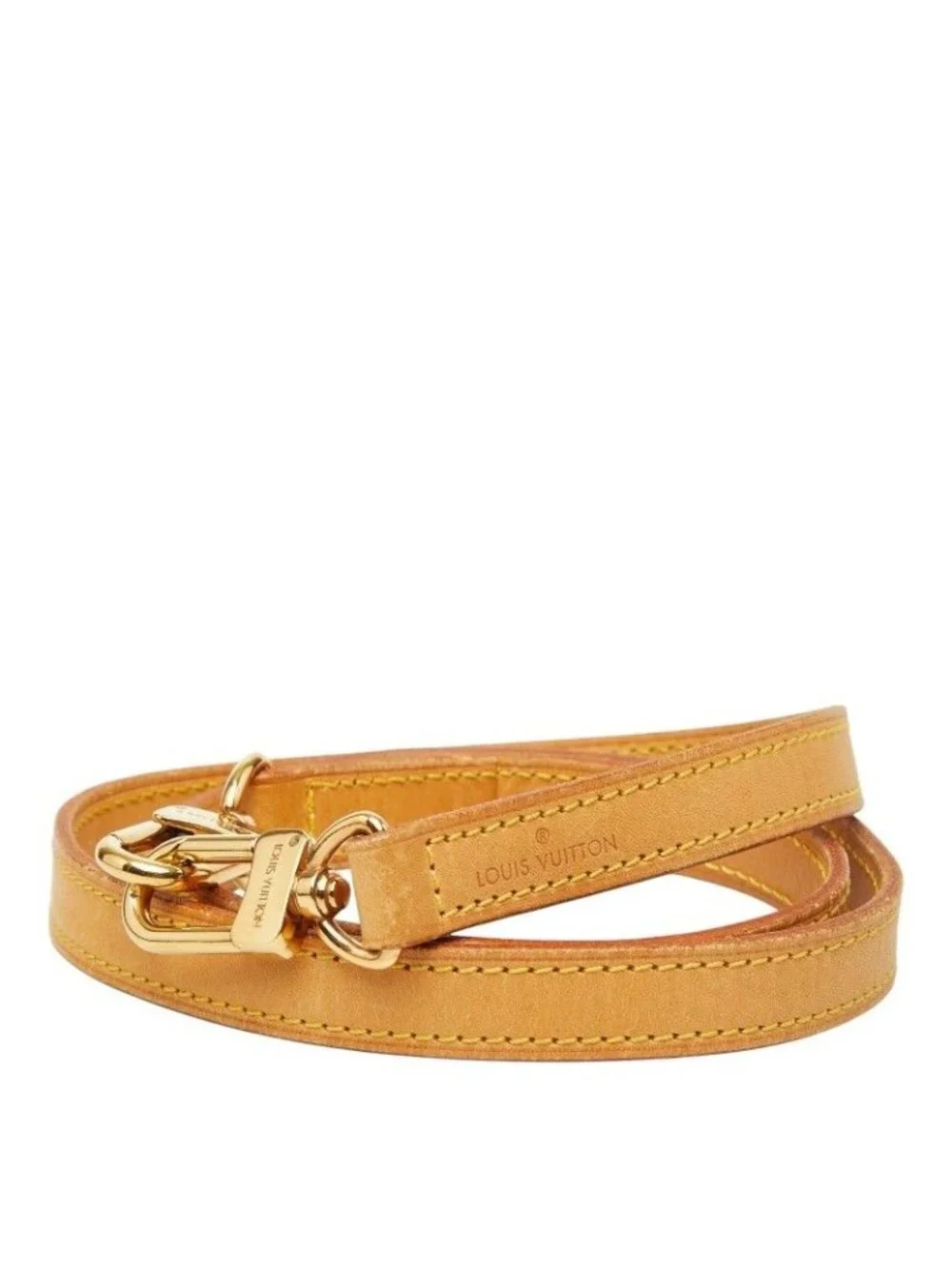 Louis Vuitton Shoulder Strap Beige Gold Leather Plated